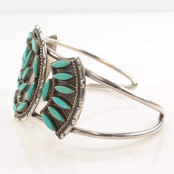 Turquoise Leaf Cuff Bracelet - Native American St… - image 7
