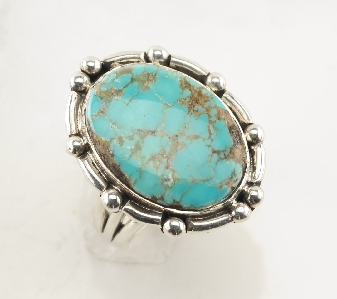 Vintage Southwest Ring Turquoise Sterling Silver Size 4 1/4 - Etsy