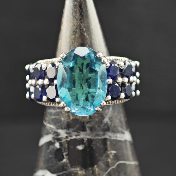 Topaz Doublet Statement Ring Sterling Silver Sz 6 - image 9