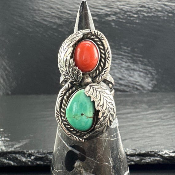 Silver Statement Ring: Native American Turquoise … - image 3