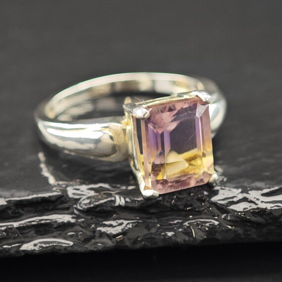 Emerald-Cut Ametrine Solitaire Ring Sterling Silv… - image 4