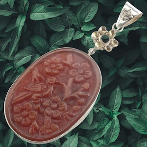 Carved Agate Pendant by Sajen Sterling Silver