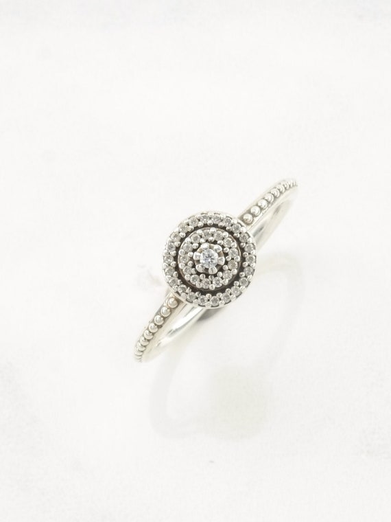 Vintage Pandora Sterling Silver Ring CZ White Dia… - image 1