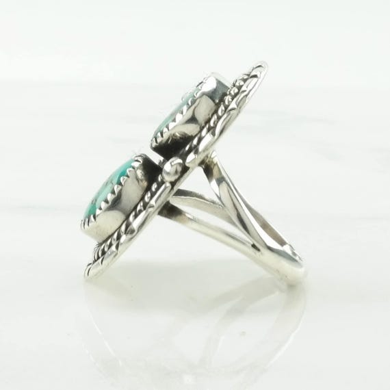 Native American Silver Ring: Two Stone Turquoise … - image 9