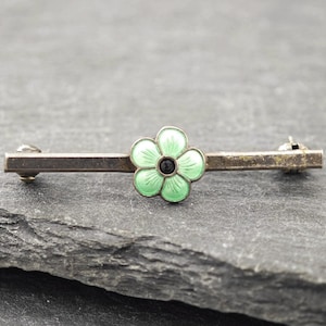 Broche vintage de flor esmaltada en plata de ley