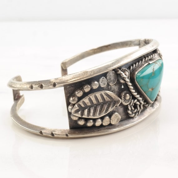 Native American Sterling Silver Turquoise Leaf Tr… - image 4