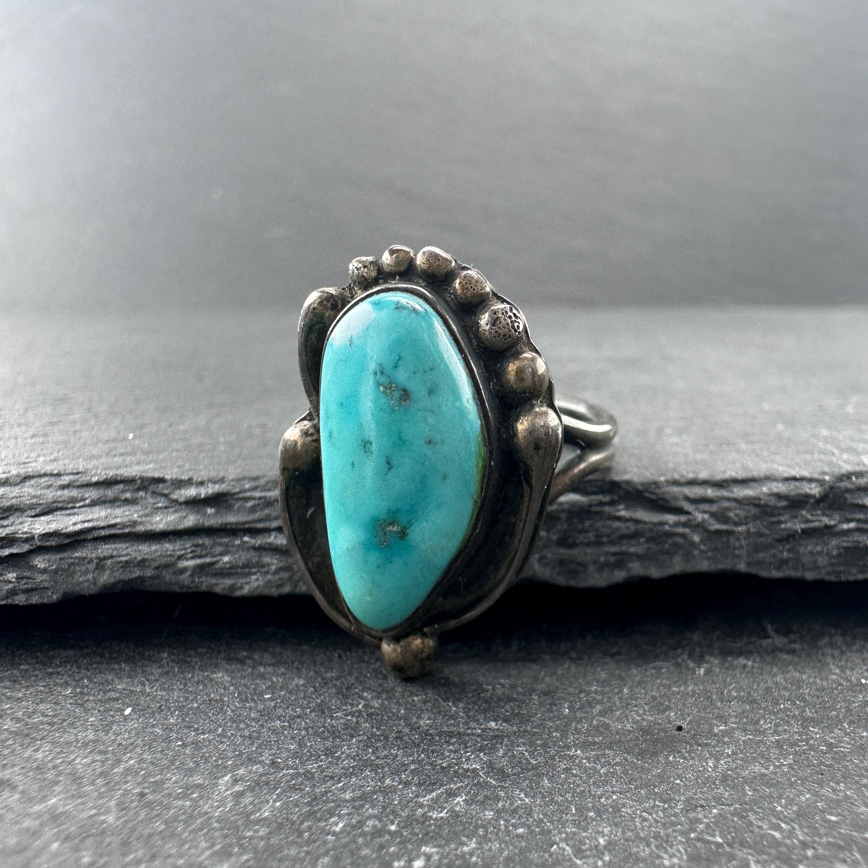 Native American Silver Ring Turquoise Sterling Blue Size 5.25 - Etsy