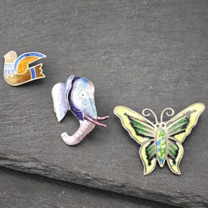 Choice of Enamel, Animal Brooches Sterling Silver
