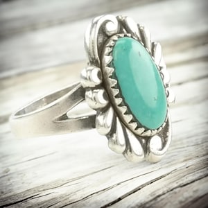 Sterling Silver Turquoise Ring Size 6 Blue