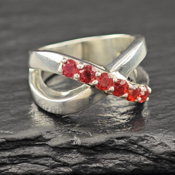 Sterling Silver Ring: Red Lab Ruby Center - Size … - image 4