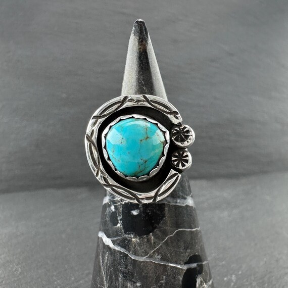 Turquoise Shadow Box Ring - Native American Sterl… - image 3