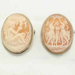 Broche de plata esterlina italiana colgante para mujer camafeo tallado