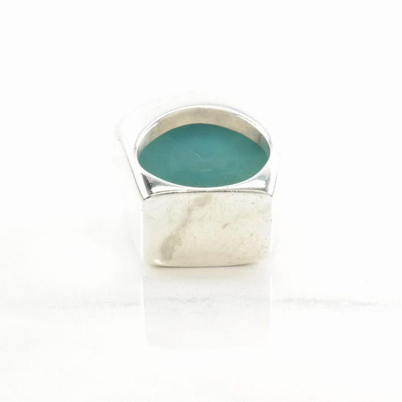 Sterling Silver Ring, Square Created Turquoise Si… - image 9