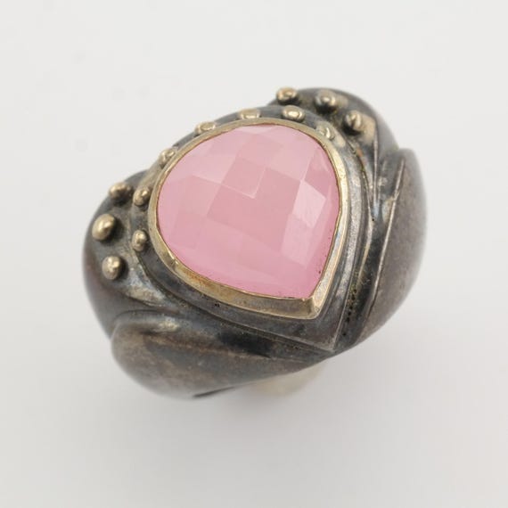 By Sevan Oxidized Sterling Silver Ring Pink Chalc… - image 9
