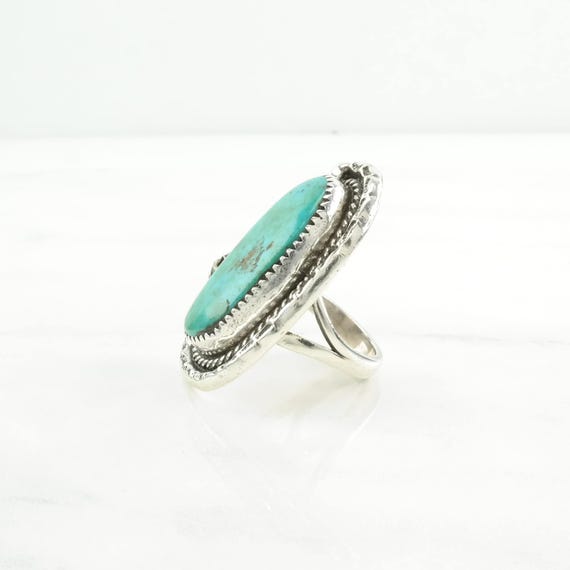 Native American Silver Ring: Large Blue Turquoise… - image 6