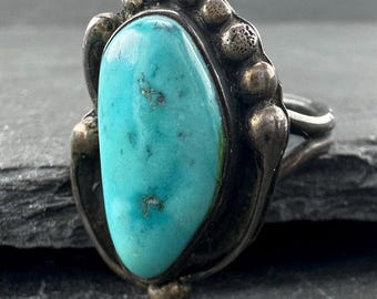 Native American Silver Ring Turquoise Sterling Blue Size 5.25 - Etsy