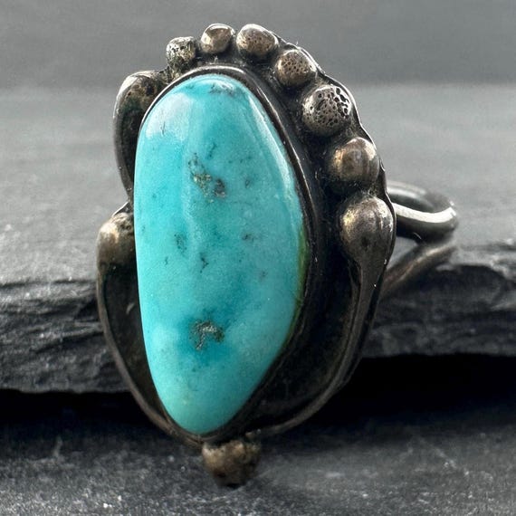 Native American Silver Ring Turquoise Sterling Blue Size 5.25 - Etsy