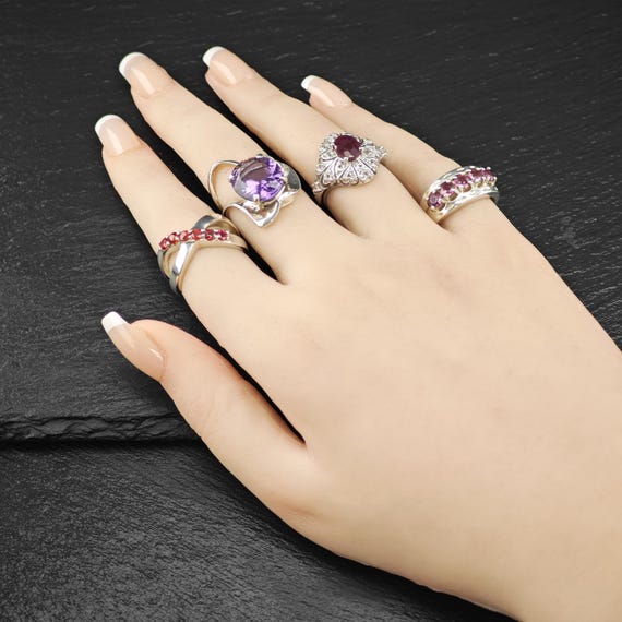 Glass Filled Ruby, Topaz Ring Sterling Silver Sz 6 - image 2