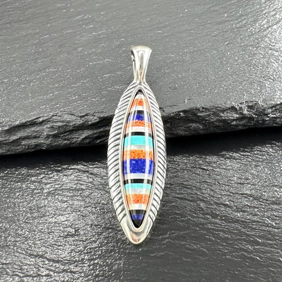 Multi Gemstone Silver Pendant - Relios American W… - image 1