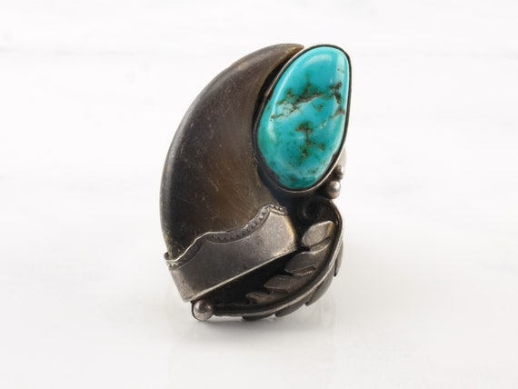 Native American Sterling Silver Ring Turquoise Le… - image 5