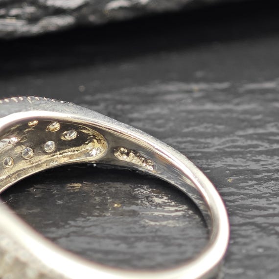 Opal Silver Statement Ring with Blue Gems (Size 7) - image 10