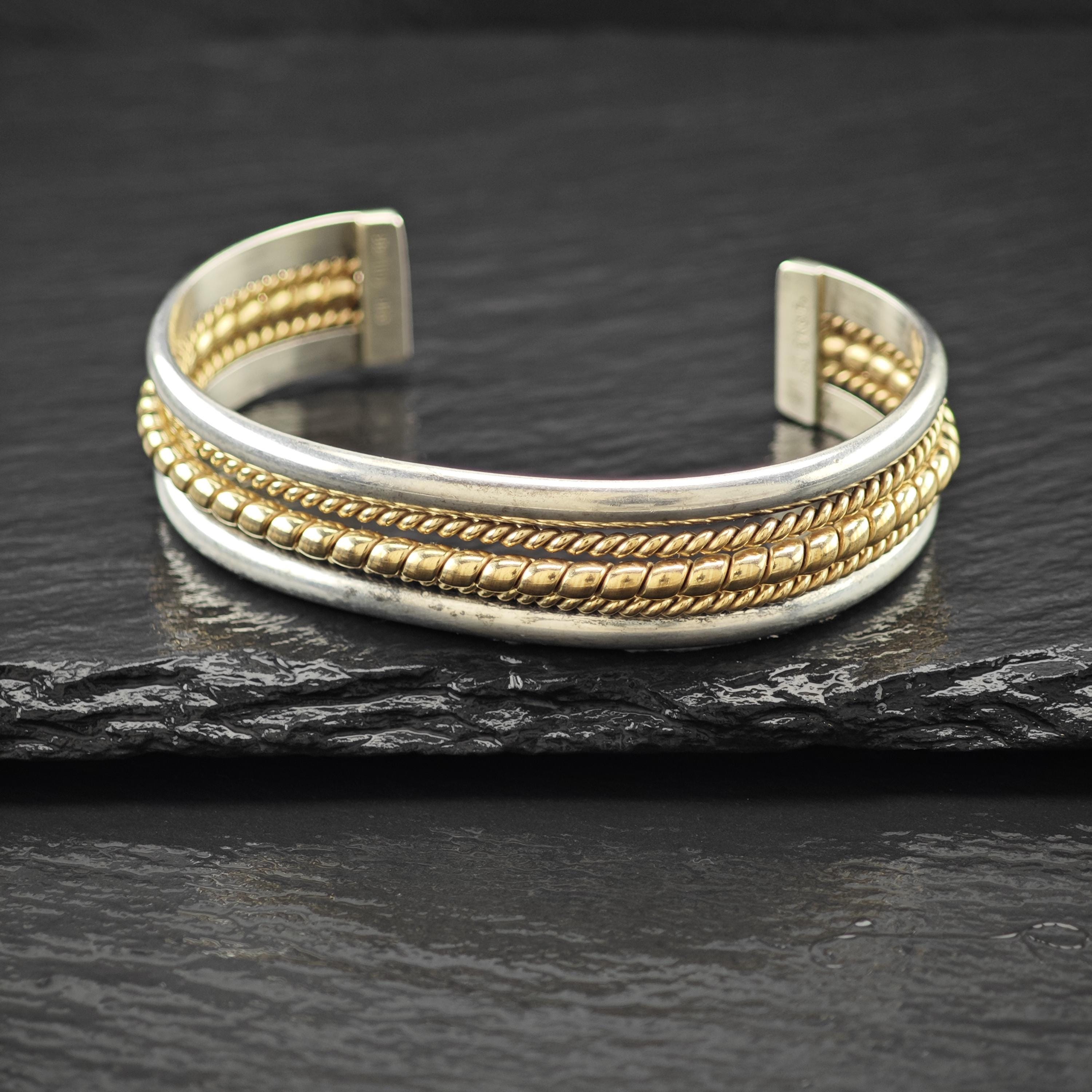 Navajo 12K GF Twisted Wire Cuff Sterling Silver Sz 6