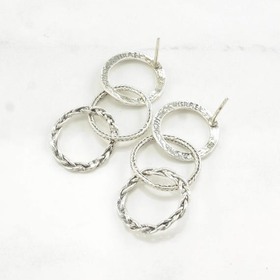 Sterling Silver Earrings, Interlocking Hoops (Isr… - image 3