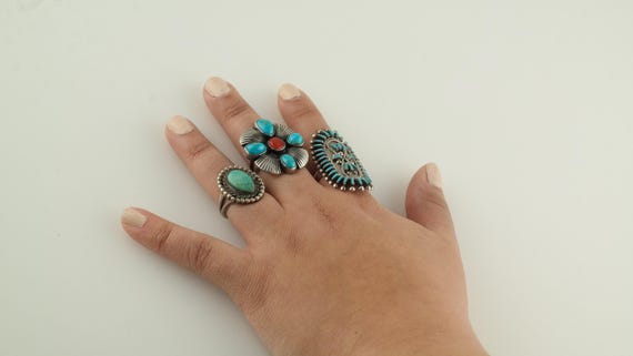 Native American Ring: Turquoise Stone, Sterling S… - image 2