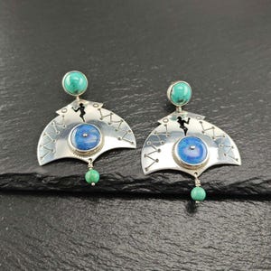 Pendientes colgantes de lapislázuli turquesa