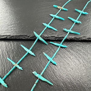 Vintage Zuni Blue Carved Turquoise Heishi Fetish Sterling Silver Necklace