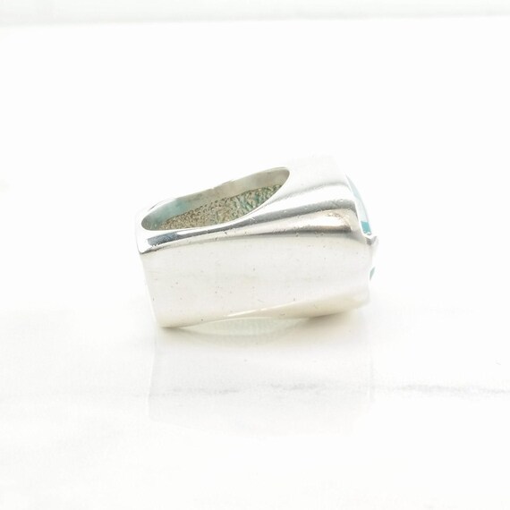 Sterling Silver Ring, Square Created Turquoise Si… - image 7