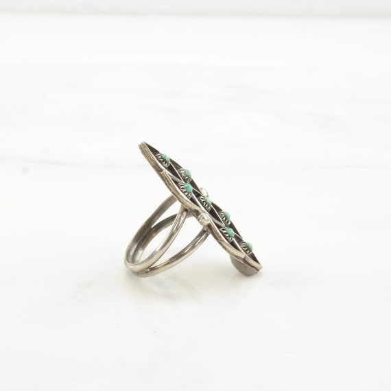 Vintage Native American Silver Ring Turquoise Clu… - image 9