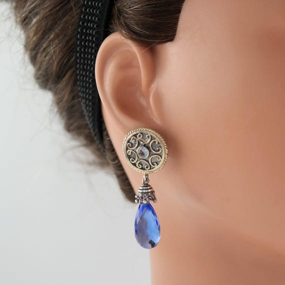 Sevan Blue Topaz Drop Earrings - Sterling Silver … - image 2