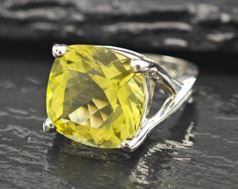 Citronkvarts Statementring - Sterlingsilver Storlek 7