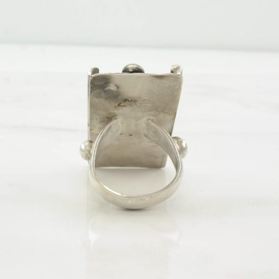 Large Sterling Silver Turquoise Ring Signed Tawne… - image 6