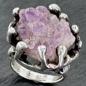 Vintage Abstract, Brutalist Sterling Silver Ring Size 7 1/2