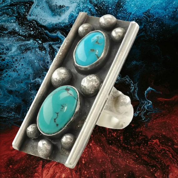 Turquoise Statement Ring: Native American Style -… - image 1