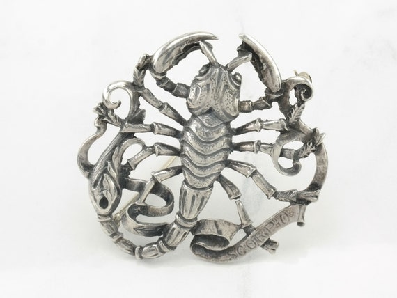 Cini Sterling Silver Zodiac Sign Scorpio Brooch - image 1