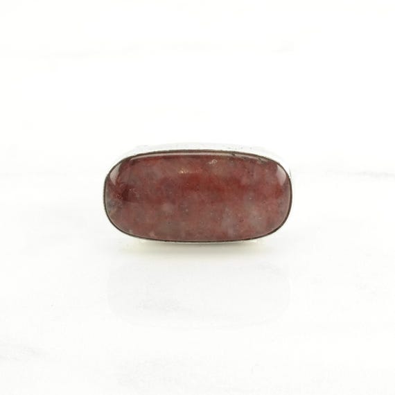 DTR Large Oval Red Agate Silver Ring - Sterling, … - image 2