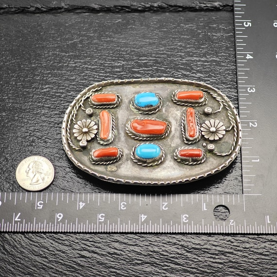ターコイズコーラルフローラルデザインネイティブアメリカンの大型