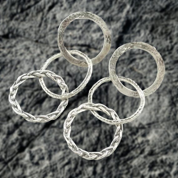 Sterling Silver Earrings, Interlocking Hoops (Isr… - image 1