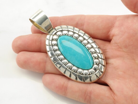 Vintage Turquoise Sterling Silver Pendant by Caro… - image 4