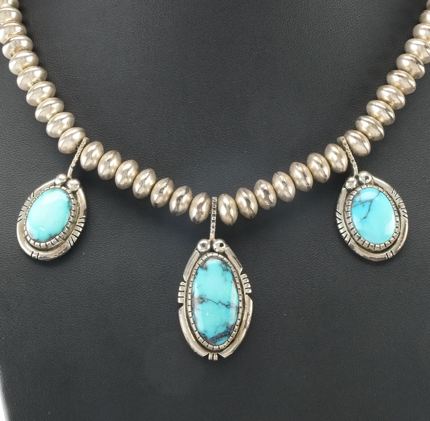 Don Lucas Vintage Native American Navajo Garden Leaf Sterling Silver Squash Blossom Necklace Don Lucas Vintage Native American Navajo Garden Leaf Sterling Silver Squash Blossom Necklace