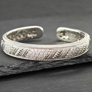 Vintage Judith Ripka Sterling Silber Manschette Armband CZ