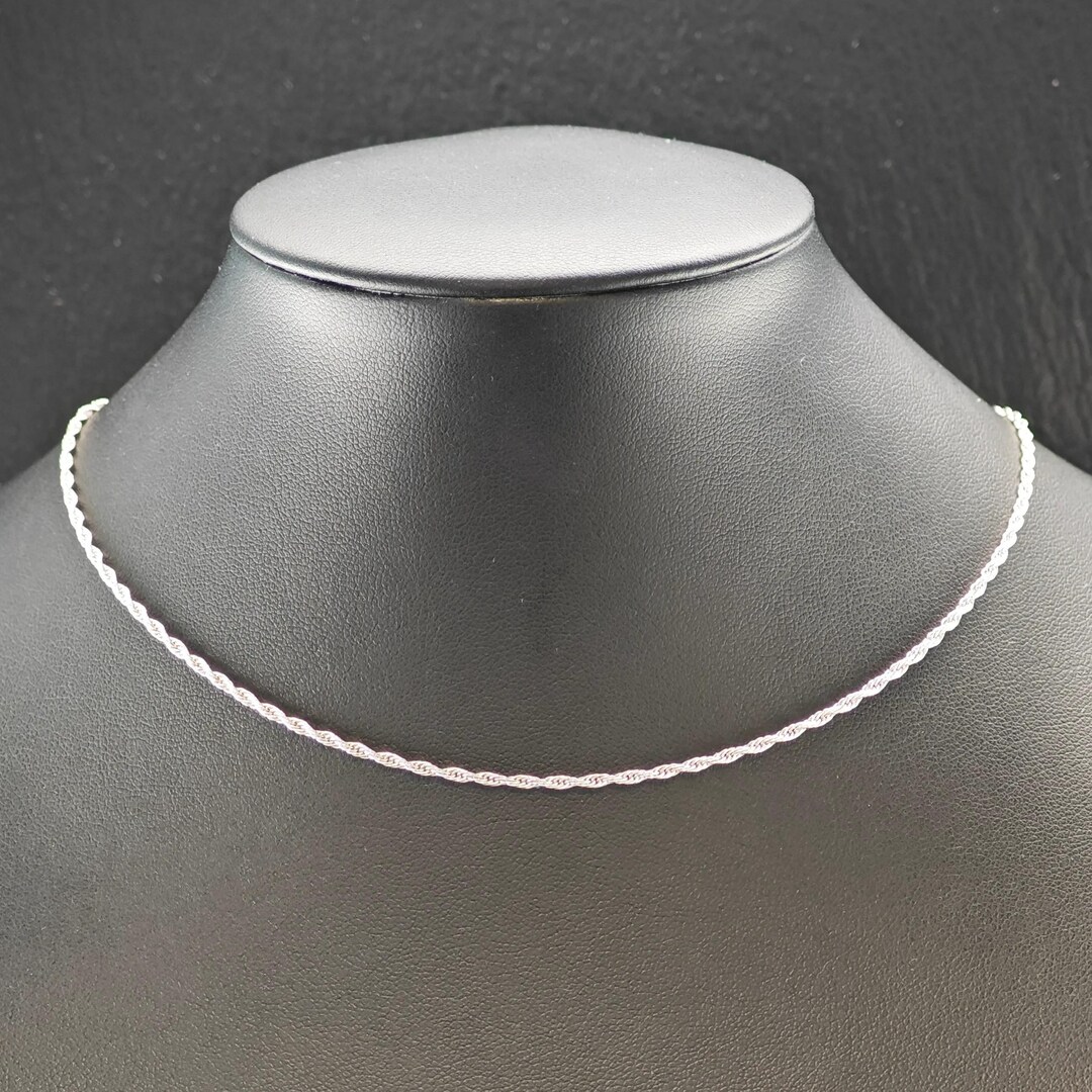 Sterling Silver Rope Chain Necklace, Adjustable Slider (24.25 Inches ...