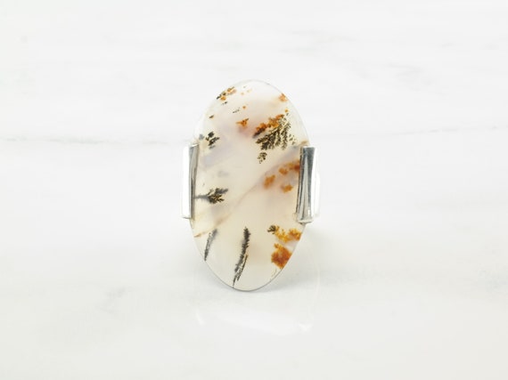 Vintage Sterling Silver Ring Dendritic Agate Size… - image 4