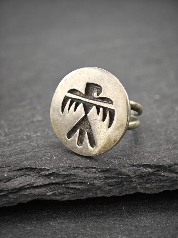 Native American Silver Ring Overlay Eagle Sterlin… - image 3