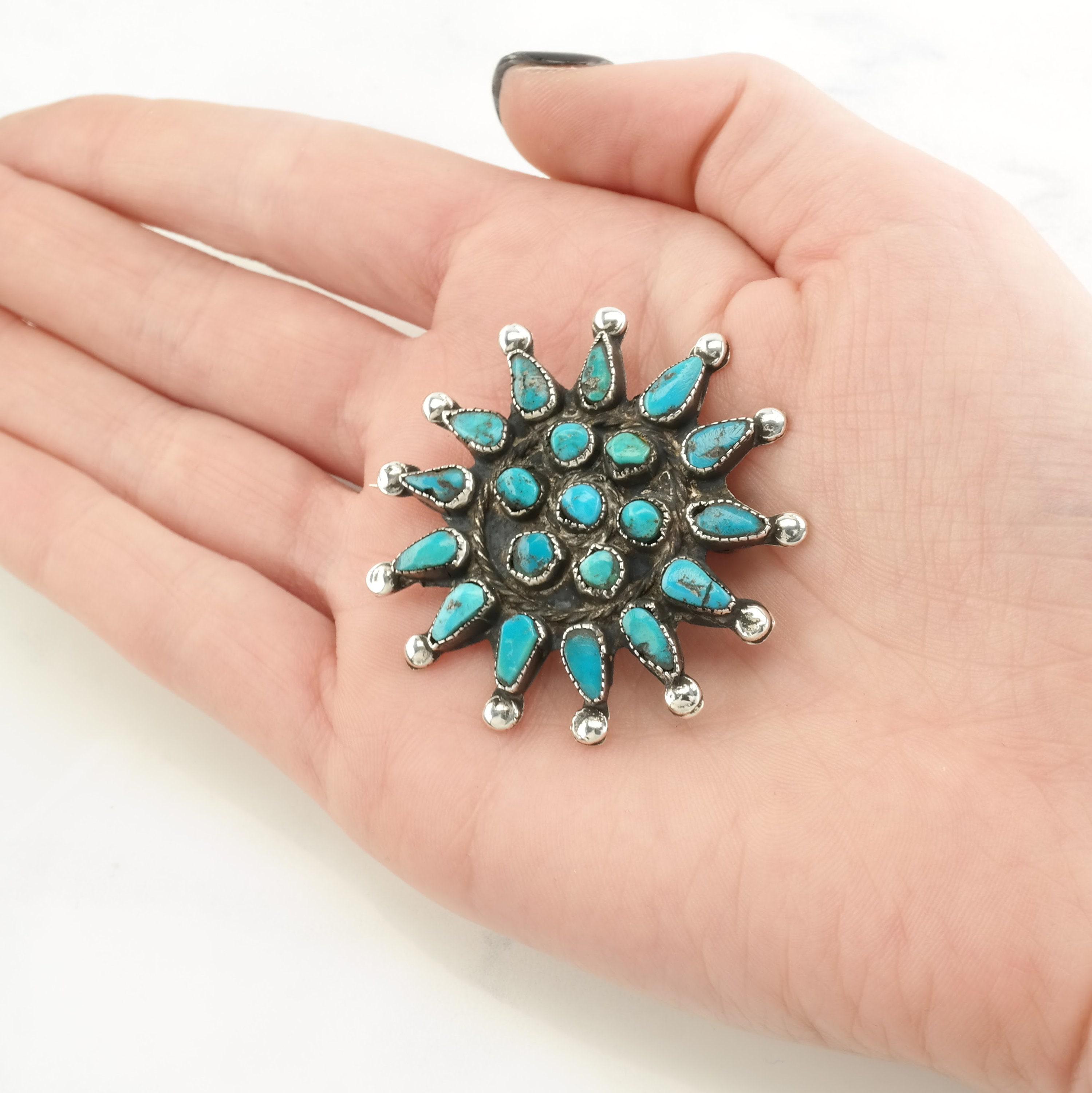 VMB ヴィンテージ ターコイズ&シルバー ピンブローチA VMB