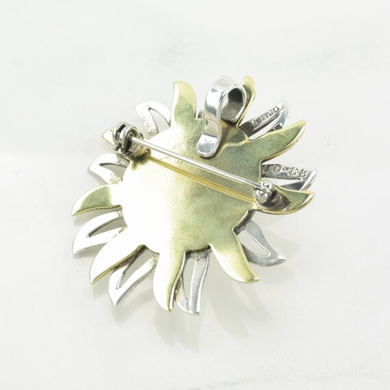 Mexican Sterling Silver Brooch Pendant Two Tone S… - image 4