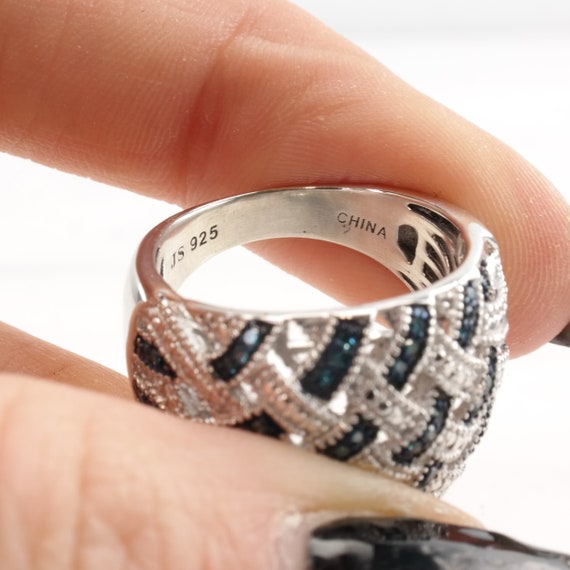 Vintage Silver Ring Diamond Size 7 1/4 - image 8